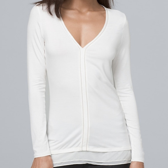 White House Black Market Tops - WHBM Chain-Detail V-Neck Top - Size: L